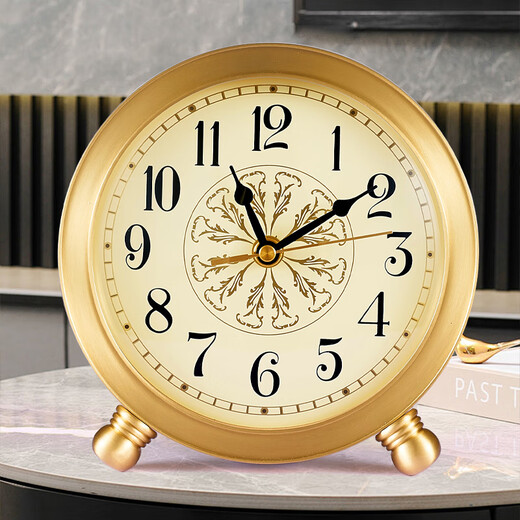 Hanshi (Hense) desk clock living room modern light luxury brass clock creative high-end desktop decoration clock HD1028 full digital dial