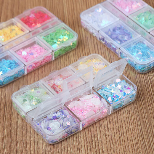 Wantao accessories children's decorative beads glitter plastic powder art handmade diy materials toys colorful small sequin powder style A (sequin net weight is about 6 grams)