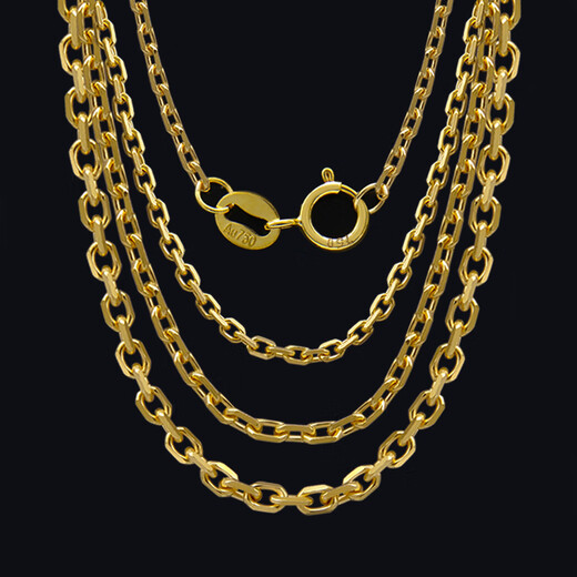 Yuan 18k gold necklace women's gold color K gold necklace Au750 rose gold cross card chain thick clavicle 18K gold ordinary (cross chain) length 45CM thick 1.5mm weight 3.4-3.5g