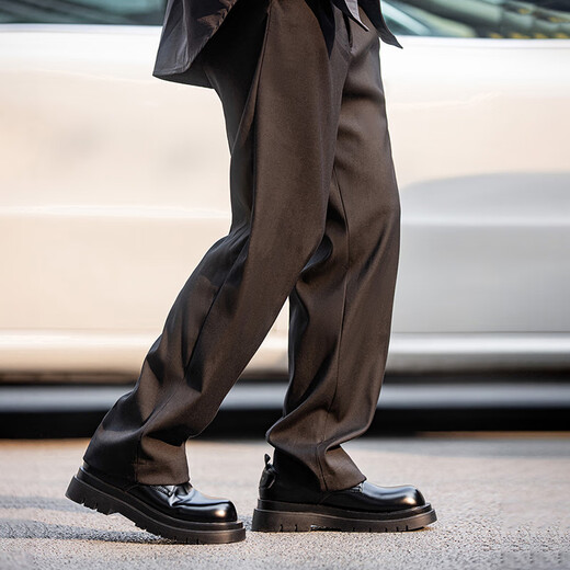 Mr. A. Derby Schuhe Herren Low Top Martin Boots Britisch -Stil Runde Zehen große Zehenschuhe Schwarze Arbeitspeakschuhe Dicke Sohle lässige Lederschuhe Mra Gloss Black 41 Herrengröße