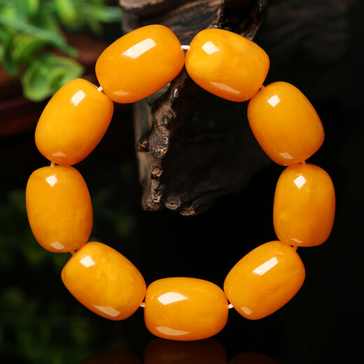 KOSK Men's Beeswax Bracelet Polish Chicken Fat Yellow Amber Bracelet Women's Bucket Beads Style 11 (Men's and Women's Buddhist Beads) Bead Size