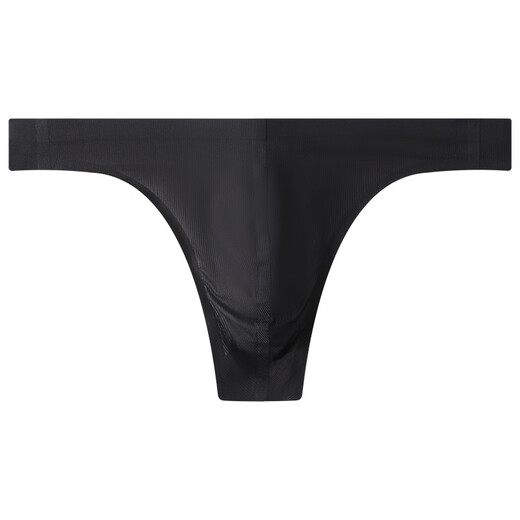 Long Night Men's Sexy Ice Silk Thong Low Waist Seamless Boys' Underwear Sexy Personalized T-Pants Three-dimensional U-convex Breathable Underwear Black XXL 140-160Jin Jin equals 0.5 kg