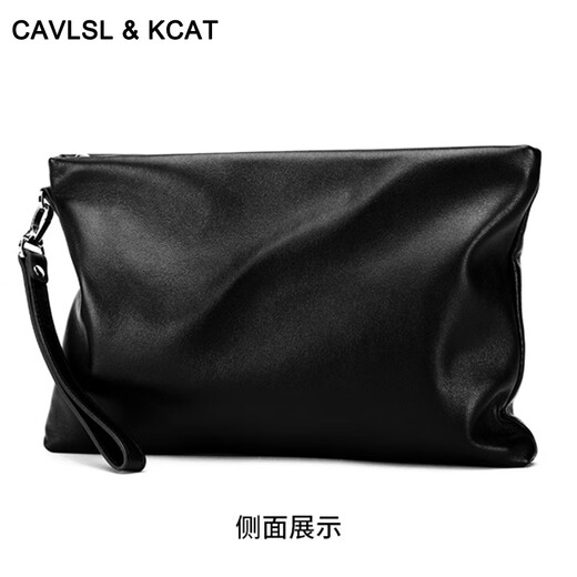 CAVLSLKCAT MEMS Sac à main Geothe Super Cuir Grochet grande capacité Zipper Hand Grab Enveloppe Sac Couche de tête de vache d'anniversaire Valentin de la Saint-Valentin Black Large taille 30 * 20 * 3CM