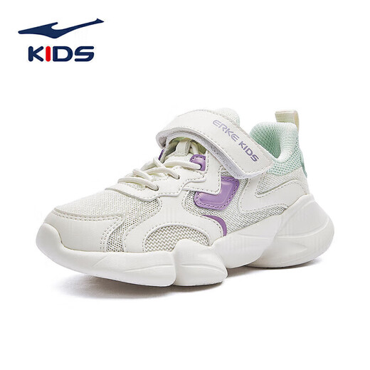 Hongxing Erke (ERKE) children's shoes, children's girls' regular jogging shoes, children's sports shoes 64122120096 Oak bud white/angelo purple 33