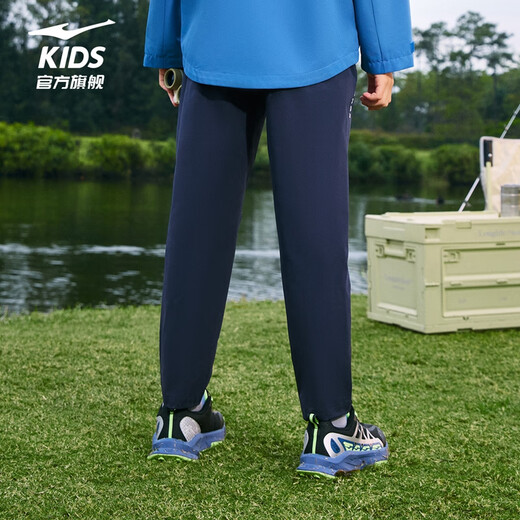 ERKE (ERKE) children's clothing, men's mid-sized children's sports pants, children's casual versatile trousers, blue and black 165
