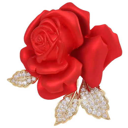 VISIT red rose brooch for women, light luxury, exquisite suit with gift gfn red flower gtrd