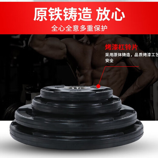 Junxia (JUNXIA) special weighted bell plate combination large hole environmentally friendly fitness equipment rubber-coated cast iron bell plate 120kg + 2.2m Austrian pole