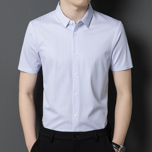 
JASONWOOD official authentic high-end brand men's long-sleeved shirt men's spring business casual middle-aged men's shirt blue plaid 9901 M /165 [Suggested 100-120 Jin [Jin equals 0.5 kg]]