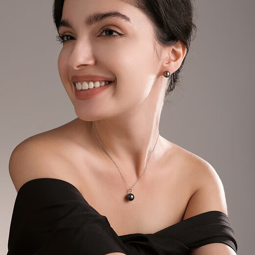 Tahitian classic 18K gold black pearl pendant 10-11mm high light seawater pearl necklace high jewelry