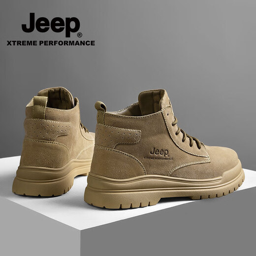Jeep Martin Boots Herrenschuhe für Sommer Neue Retro-Arbeitsschuhe für Männer für Herren High Top plus Samt verdickte warme Baumwollschuhe für eine Single-Layer-Schicht für Männer [Standard-Lederschuhgröße] 40
