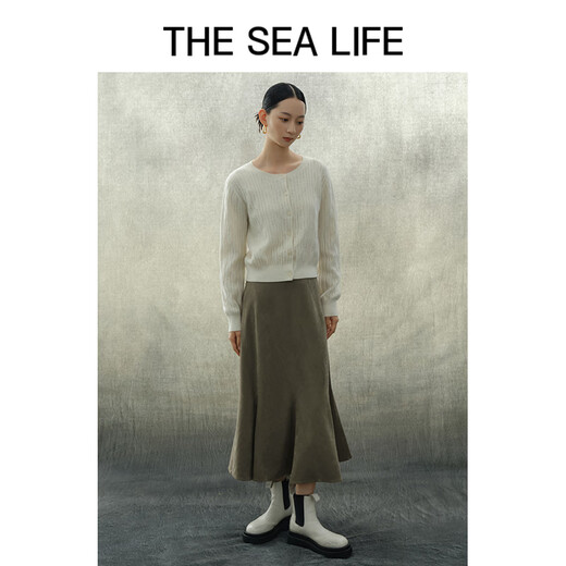 THE SEA LIFE半身裙女欧海一生 a字裙高腰鱼尾半身裙秋冬新款13116 茶色 M