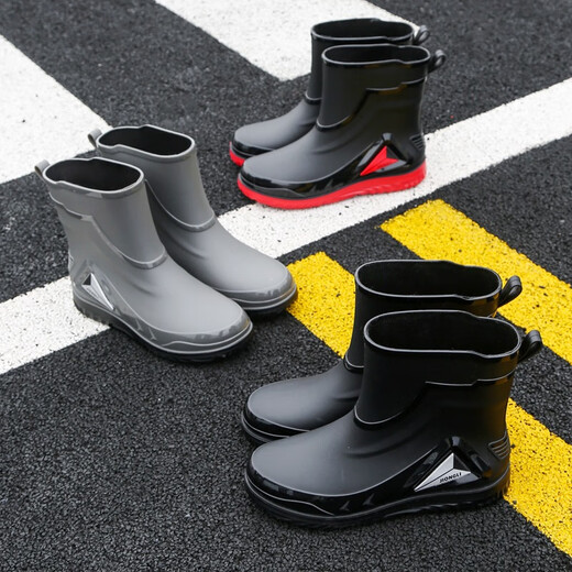 JCZS Bottes de pluie de qualité allemande Chaussures d'eau à tube moyen et à la mode de l'usure non glissante pour les hommes Nés Boîtes en caoutchoucs Summer