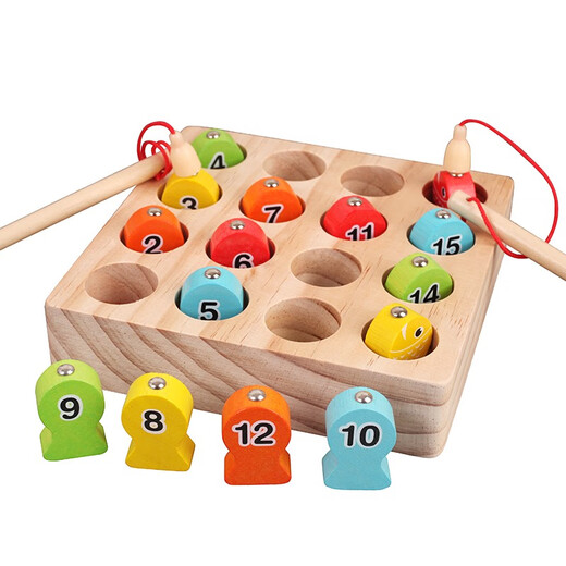 Early Education AIDS HOLDEN Jungen, Mädchen, Säuglinge, Kinder und Kinderstärke Spielzeug Massivholz 3D Stereo Magnetic Digital Fishing Game