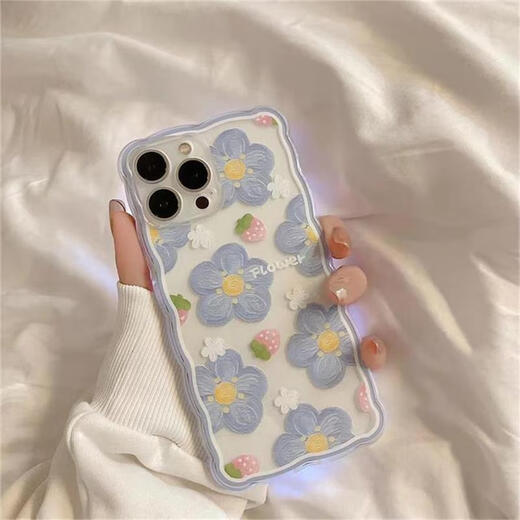 Zitai Applicable to Apple 15 mobile phone case iPhone 15 protective case painted and creative anti-fall shell [flower series - blueberry flower]