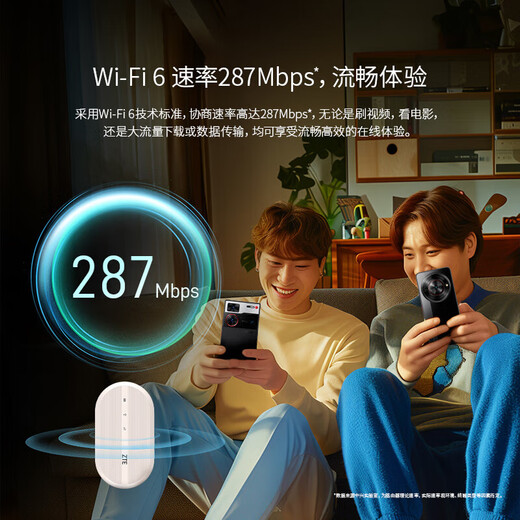 ZTE portable wifi6 free 1500G traffic wireless mobile support 5G/4G device card router dormitory car outdoor Internet portable high-speed traffic unlimited speed black WiFi6 dual network switching flagship version