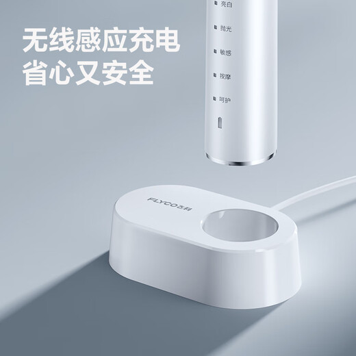 FLYCO electric toothbrush adult soft-bristled household birthday confession holiday gift for boyfriend and girlfriend FT7205 Haoyue White 2 brush heads in total