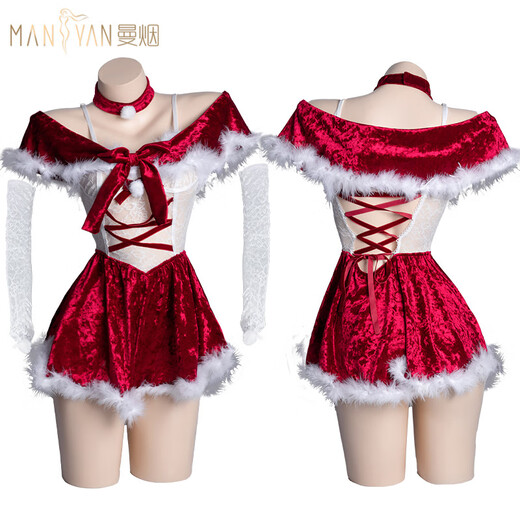 
Manyan 2024 new Christmas Snow Rabbit Party Princess Sexy and Interesting Lingerie Uniform Set Collection 8596 9221 [Headband + Neck Ring + Christmas Skirt + T-Pants + Arm Ring *2]+ All size