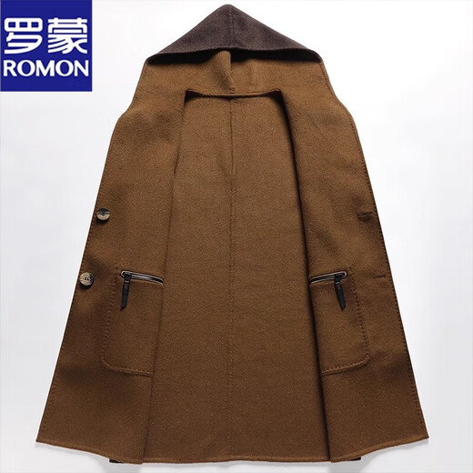 Romon Winter Neuer koreanischer Jugend-Jugend-Doppelseitige Wollmantel Herren mittelgroßer Schulter-Drogen-Kapuze-Wollmantel Schwarz 4xl 195 [Empfohlen 175-185jin [Jin ist gleich 0,5 kg]]