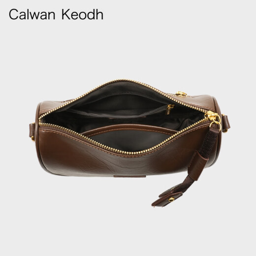 CALWAN KEODH官网包包女包牛皮波士顿单肩斜挎包饺子枕头生日礼物送女友老婆 【咖色】轻奢时尚百搭通勤包实用走心女生闺蜜