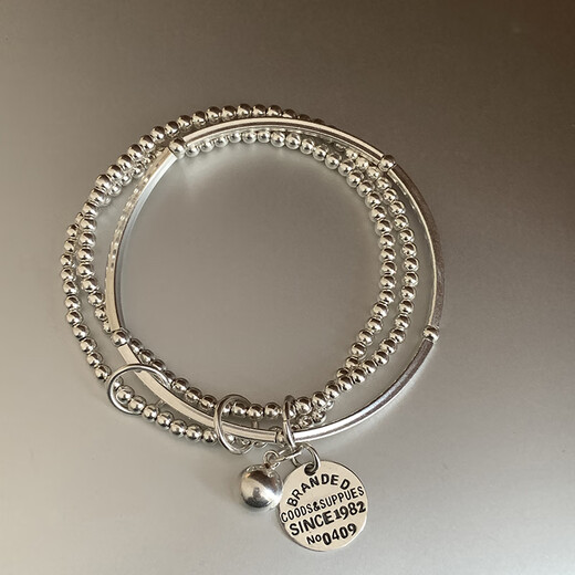 
Wu Ji versatile simple sterling silver three-layer round brand pendant bracelet bracelet light luxury niche exquisite gift for girlfriend best friend hand jewelry three-layer bracelet