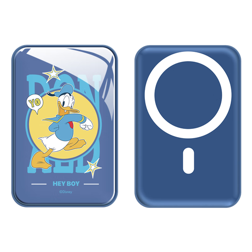 El nuevo Donald Duck Duck Daisy Magnetic Power Bank de Disney 15w Carga rápida se puede usar ligera y pequeña en el avión Magsafe Wireless Carging lindo caricatura Minnie Aplicable pareja de energía móvil Banco de energía magnética [Azul de vidrio] Donald Duck-BCD694Y 10000 MAH
