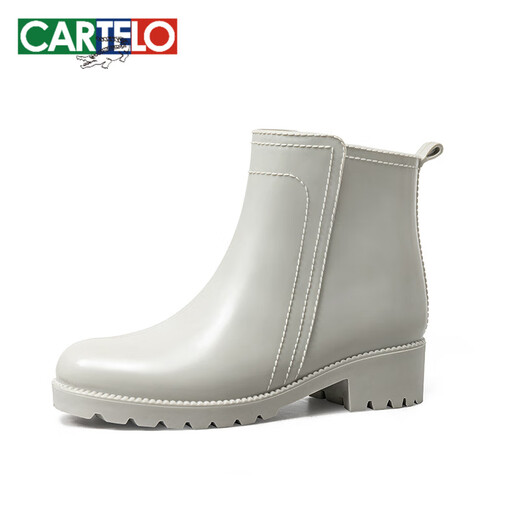 卡帝乐鳄鱼（CARTELO）雨鞋女款成人2025新款水靴时尚外穿胶鞋防滑水鞋加绒套鞋短筒雨靴 浅绿 39