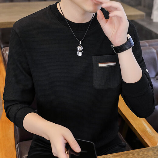 Playboy sweatshirt men's 2025 autumn new round neck pullover men's youth fashion brand autumn and winter long-sleeved T-shirt trendy tops black 3XL recommended 150-170Jin Jin equals 0.5 kg