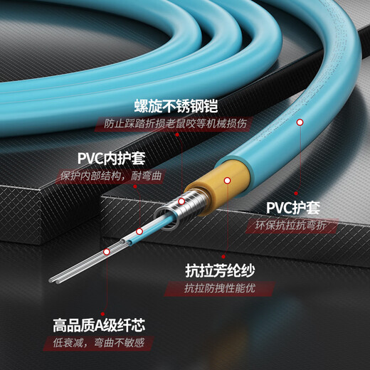 诺可信（Nokoxin）电信级铠装OM3万兆多模双芯光纤跳线LC-LC 铠装抗弯曲防鼠机房工程专用跳纤尾纤 铠装OM3万兆多模双芯LC-LC(50/125) 10米
