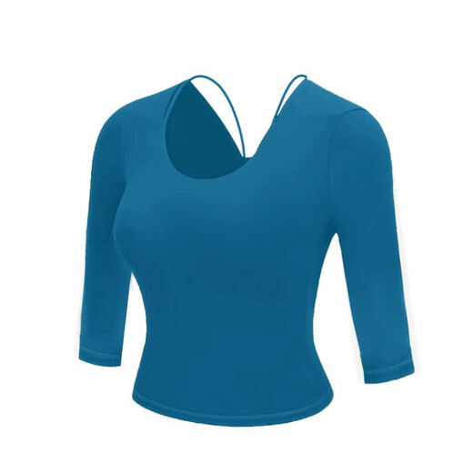 Shuangxiu yoga clothes 2025 new professional Pilates advanced sports tops for women spring and summer with chest pads for training and fitness Yanwei purple long sleeves L 110-120