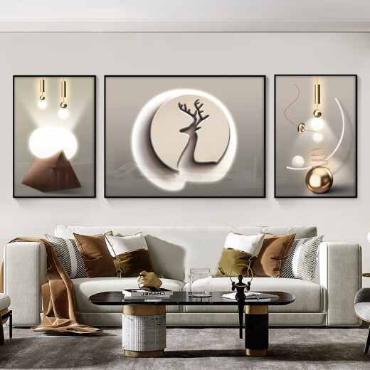 Pintura de porcelana de cristal yonghuan Simple Modern Soall Decoration Decoración de la sala del tríptico Sofá Pintura de pared Hanging Restaurante Mural HK-695-Gaozhao Fulu-A1 Side 35*50 50*70 Panel de cristal de marco negro