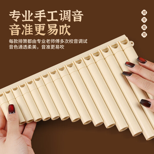 骊歌排箫乐器16管18管初学者儿童入门小学生专用演奏C调易学高端排笛 升级款16管米白色+刻字