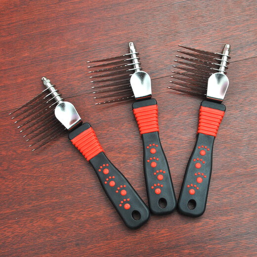 OUOETY pet comb Teddy comb dog grooming comb loose knot comb knot opener knife knot comb knot opener artifact universal red