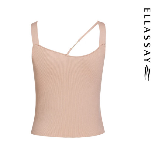 Ellassay [gleiches Modell für Blogger] Neues Sommer Slim Design Asymmetrische Strickweste für Frauen EWB352M008 Milk Tee Kaffee XS
