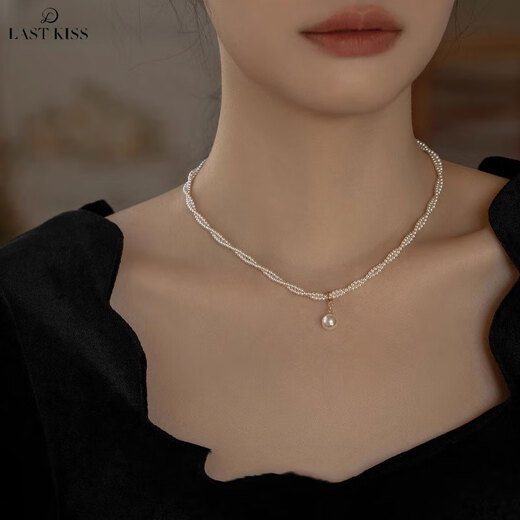 LAST KISS double layer stacked millet grain Shijia pearl necklace for women 2025 new trendy fashion high-end 520 Valentine's Day gift double layer pearl necklace