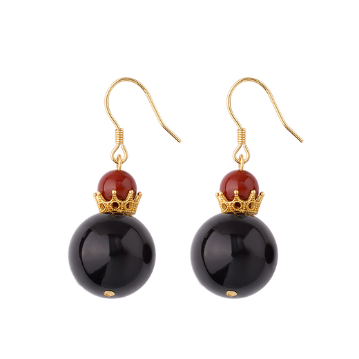 Potala Palace blood agate earrings, high-end new Chinese style simple amber earrings for women, a birthday gift for girlfriend, blood agate earrings