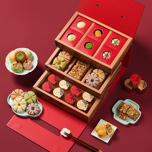 Royal Shangshi Bureau Chinese style Chinese pastry gift box specialty gift for the New Year gift for the elders during the New Year gifts Cloud Closing Fu gift box 897g 1 box