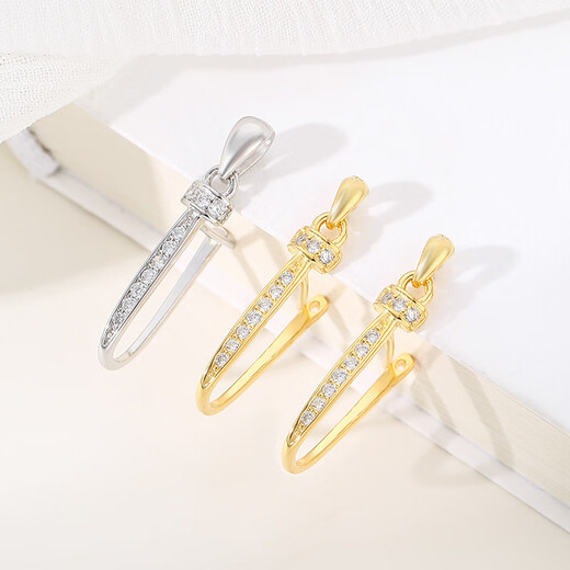 Fat Donglai's same style 18k gold universal buckle head 18K gold pendant, safe buckle special diy accessories, inlaid with jadeite, HJ2108 gold color, large size