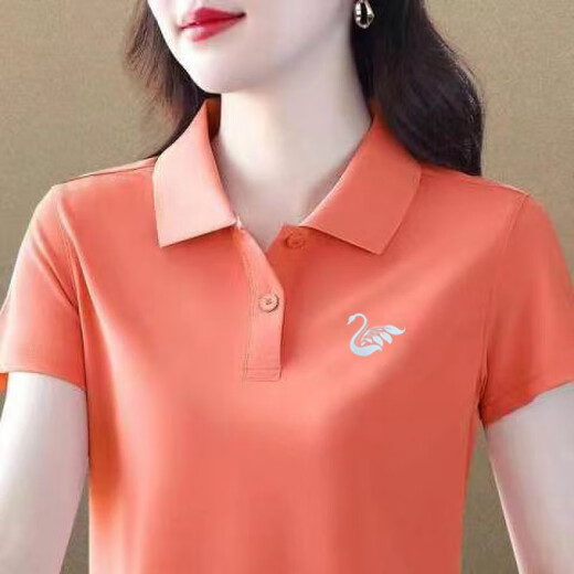 贝吉棋大码妈妈装夏季品质POLO上衣短袖新款运动休闲宽松翻领 粉色-6623 XL (建议110-125斤)