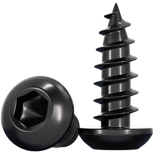 Tianzhuo Hardware black 304 stainless steel round head hexagonal self-tapping screws pan head flat head extended wood screws M2-M8 black 304-M3*10 20 pcs