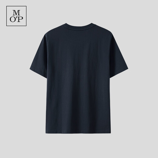 Marc O'Polo/MOP【商场同款】春季新款纯棉胸口印花宽松短袖T恤男 黑藏青898 S