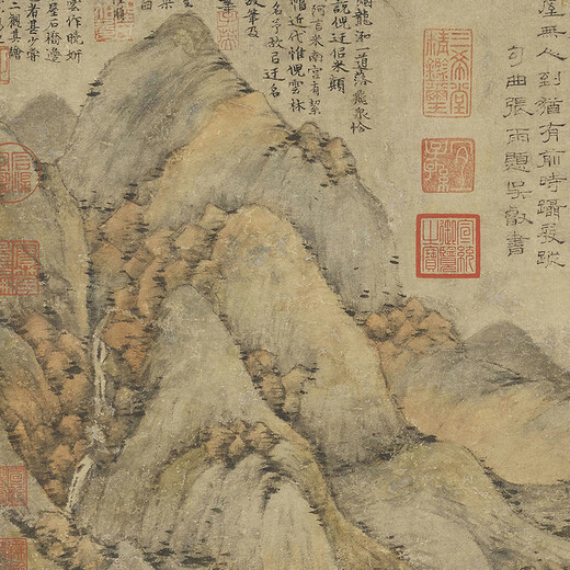 元倪瓒雨后空林图古代山水画卷轴文人复仿古画挂画 元倪瓒疏林淡霭图12116 60X140厘米（喷绘画心尺寸） 宣