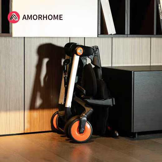 Amorhome Baby Walking Artefact Baby Baby peut s'asseoir et se coucher légèrement plier la poussette de bébé pliant Orange Pro