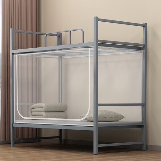 Nanjiren student mosquito net dormitory 0.9 x 1.9 meters single dormitory dormitory dormitory bunk bed universal tent with bracket pattern simple white-gauze top encrypted net gauze anti-mosquito width 90*length 190*height 110cm-top bunk three doors