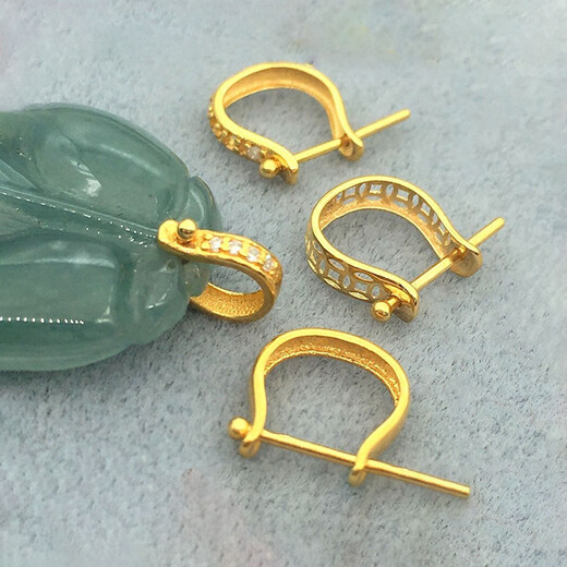 DL 1998 Fat Donglai same style 18k gold universal buckle U-shaped 18K gold plated button pendant jade pendant clip glossy style - large size