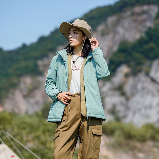 西域骆驼 VANCAMEL风衣外套女男加绒加厚短外套防风保暖夹克连帽软壳工装单层冲锋衣 9930S抹茶绿-女【纯色】 XL