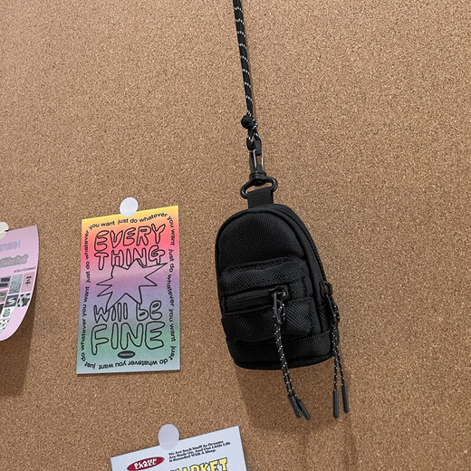 Craftsmanship chooses mini halter neck coin wallet card bag headphone bag hip hop personality small shoulder bag key crossbody bag men trendy small bag black