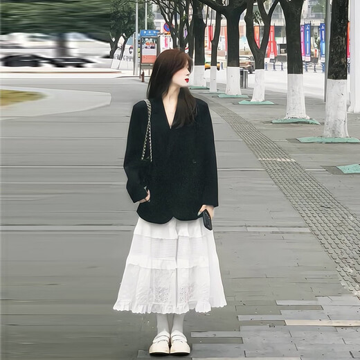 GARNUO black small suit jacket for women 2025 early spring and autumn new style small high-end street-friendly loose casual suit black suit S 101-110Jin Jin equals 0.5 kg