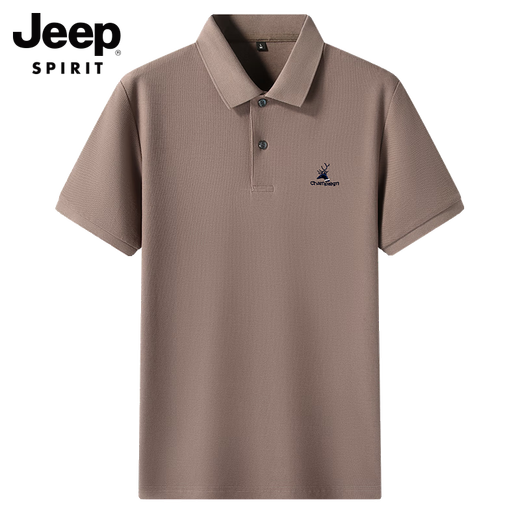 JEEP SPIRIT Polo de algodón pesado Jeep para hombre, camiseta de manga corta de algodón piqué de verano, camiseta holgada transpirable de tendencia de moda con abertura negro XL /52