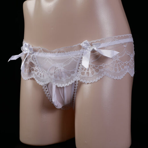 European and American men's perverted sexy lace thong men's underwear with cover, sexy transparent low waist, traceless temptation, pink, jj opening 100-160Jin Jin equals 0.5 kg