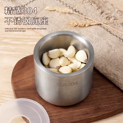 Baijie garlic pounder garlic mashed jar manual garlic press garlic mortar pound 304 stainless steel grinder liter grinder liter